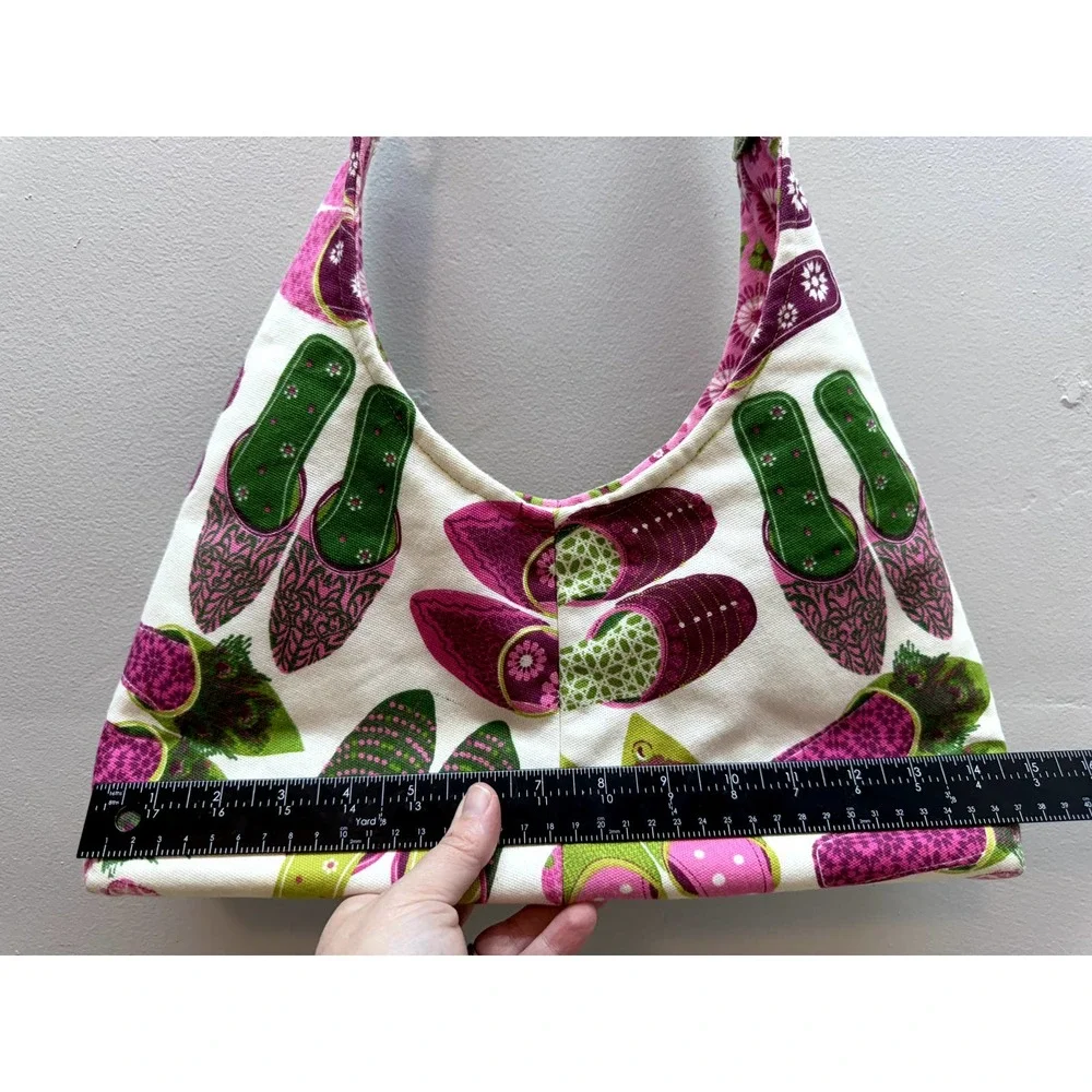 Women's Satin House SlipperPink Green Floral Shoulder bag, Fully Lined, EUC